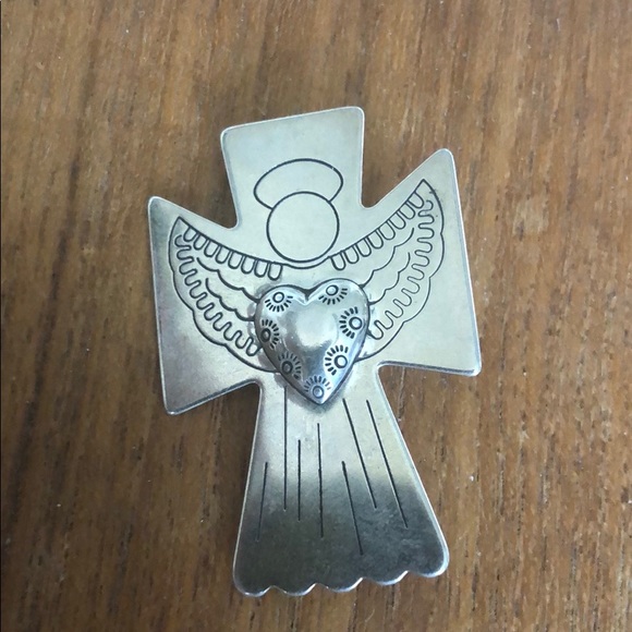 Vintage Jewelry - Carolyn Pollack Sterling Angel Cross Pendant/Pin